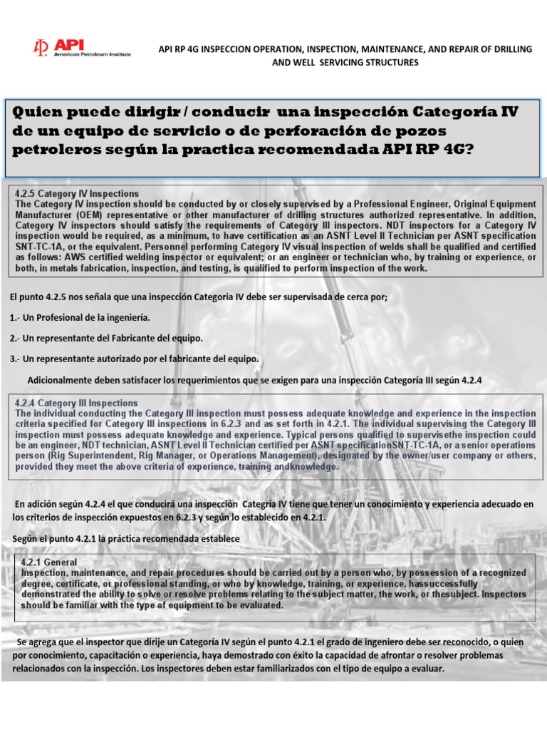 Api RP 4g Operacion | Descargar gratis PDF | Nondestructive Testing ...