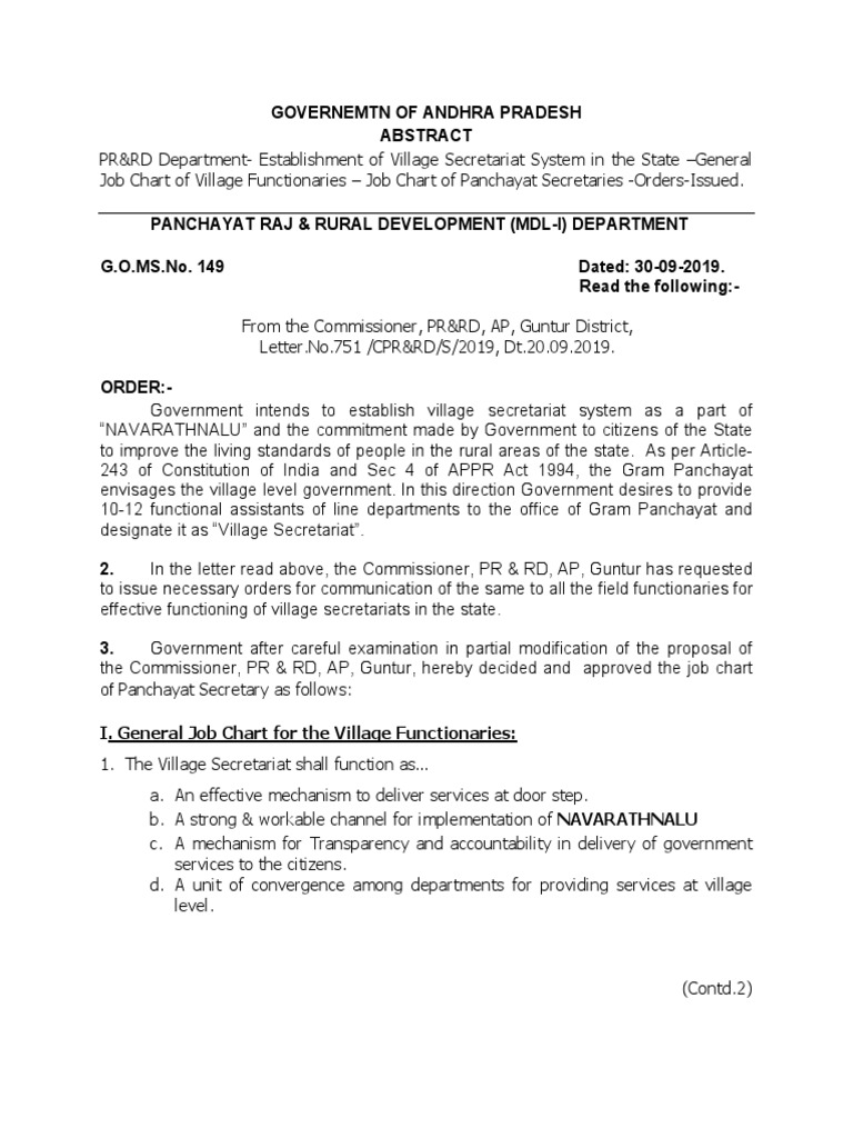 Panchayat Sec Jobchart | Pdf | Secretary | Employment
