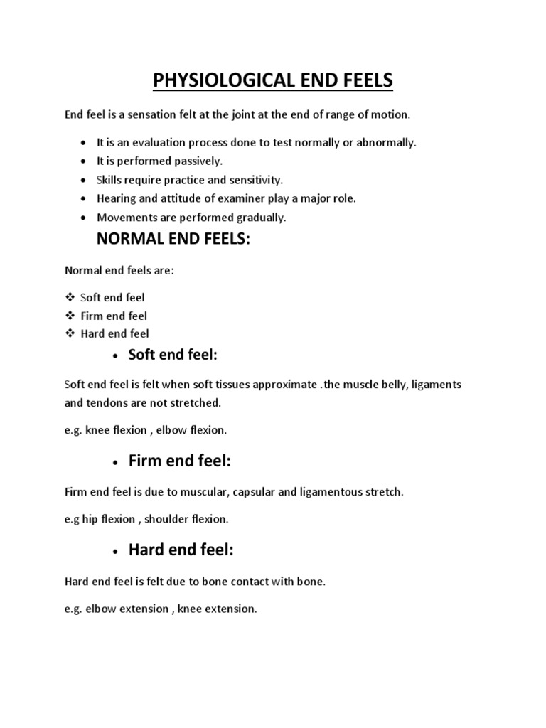 Understanding Physiological End Feels | PDF | Wellness | Science ...