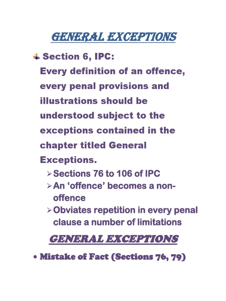 General Exceptions in IPC Explained | PDF