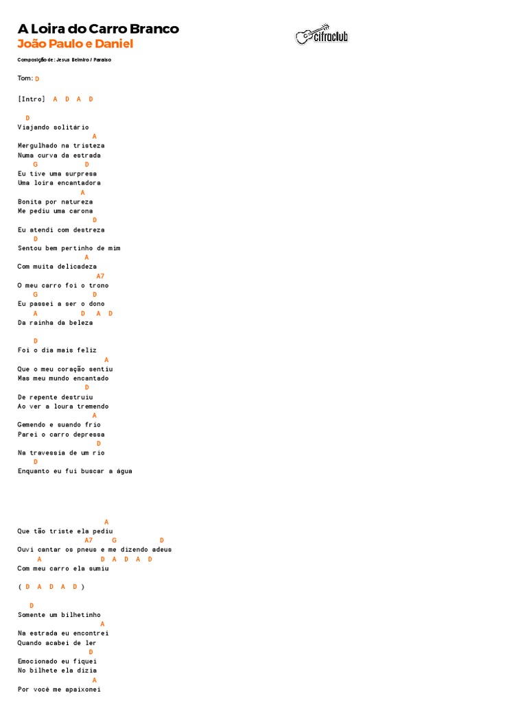 A Loira do Carro Branco - Letra e Cifra | PDF