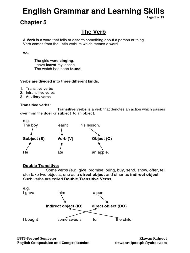 Verb Pdf Perfect Grammar Object Grammar