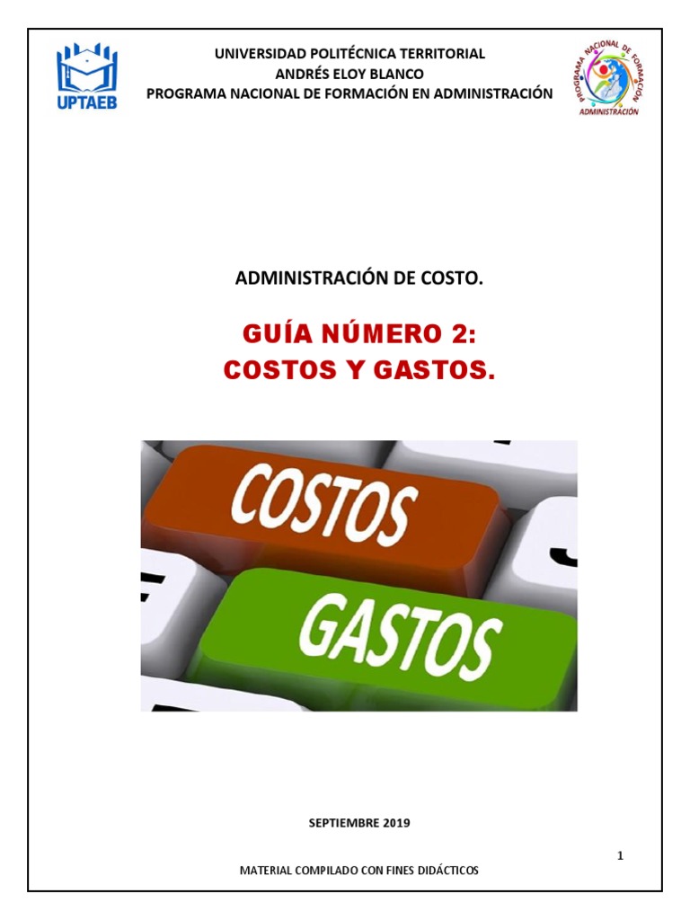 Costos y Gastos en Contabilidad | PDF | Gastos | Costo