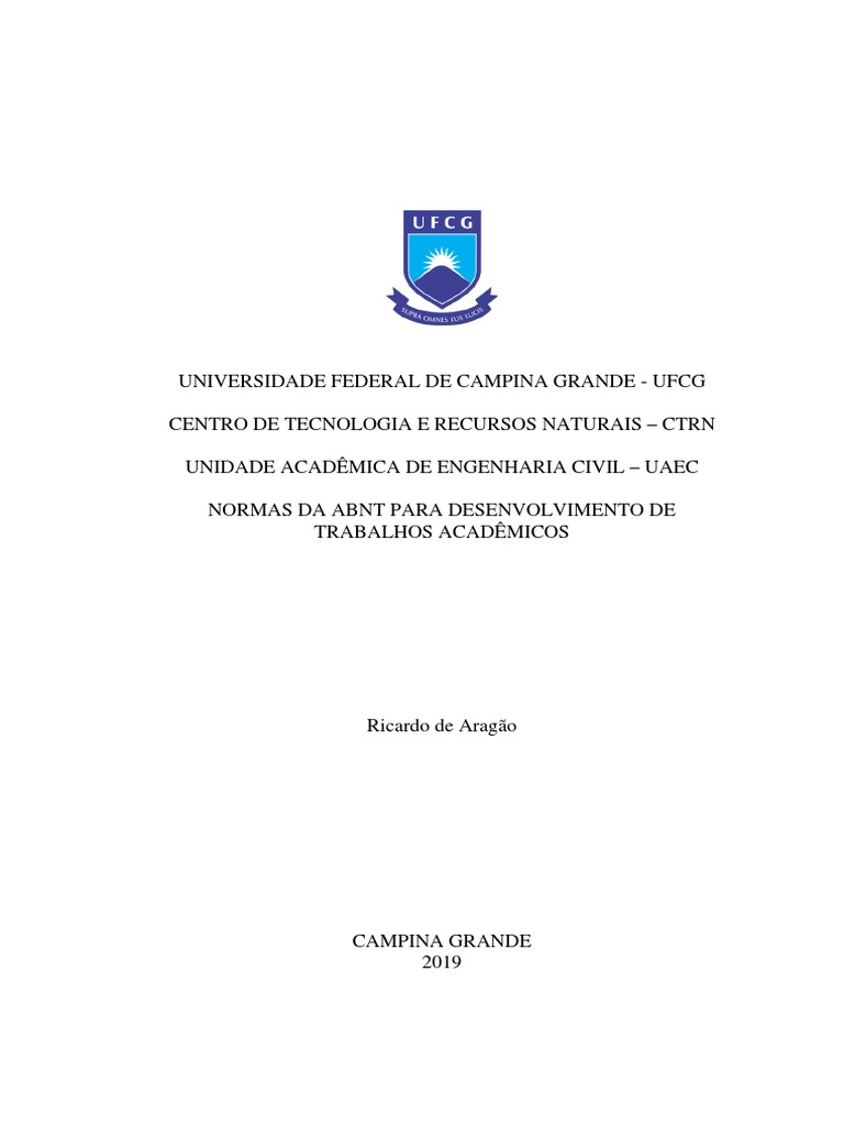 Normas Abnt-Ufcg TCC 2019 | Download grátis PDF | Caixa alta e caixa ...