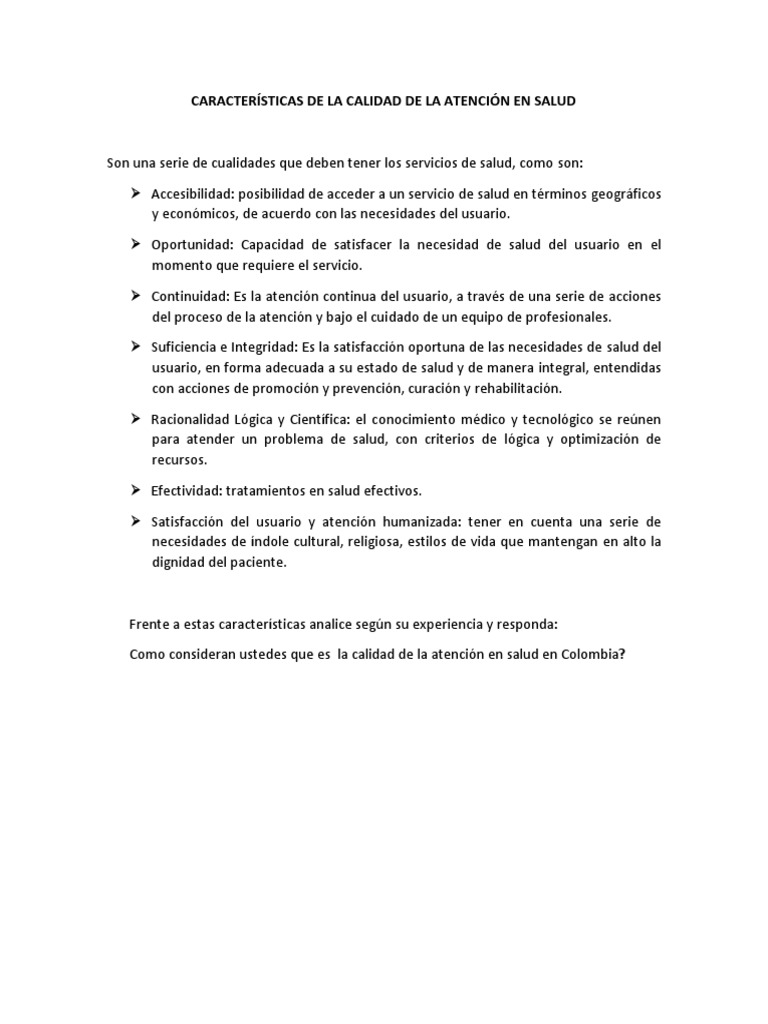 Características de La Calidad de La Atención en Salud | PDF
