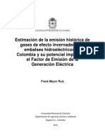 Estimación de La Emisión Histórica de Gases en Embalses Hidroeléctricos