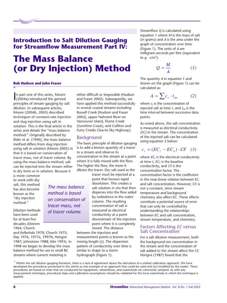 2005 Hudson and Fraser Simple Slug Salt Dilution Gauging Method Streamline PDF Sodium