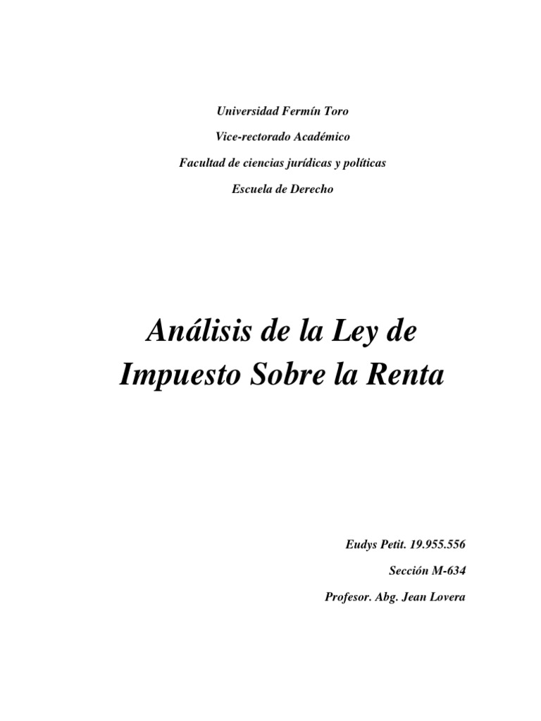 Análisis de la Ley de Impuesto sobre la Renta | PDF | Contabilidad ...