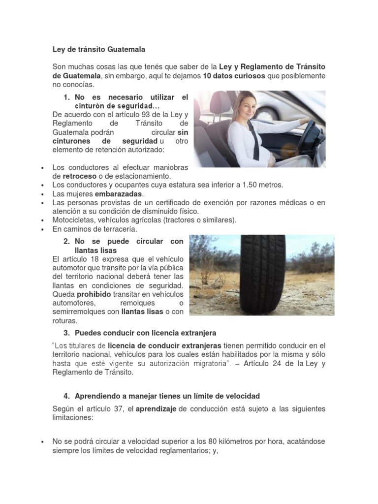 Ley De Tránsito Guatemala Pdf Licencia De Conducir Vehículo De Motor