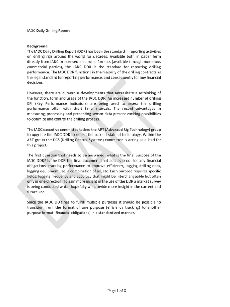 IADC Daily Drilling Report RevA | PDF | Drilling Rig | Drilling