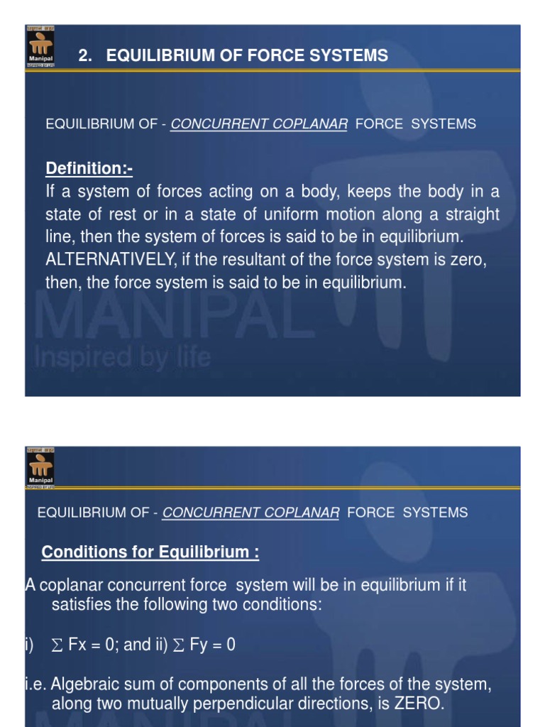 Equilibrium of Force Systems Explained | PDF | Friction | Force