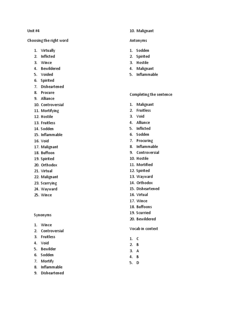 Unit 4 Answers Uhfbm8 | PDF | Cooking, Food & Wine | Science