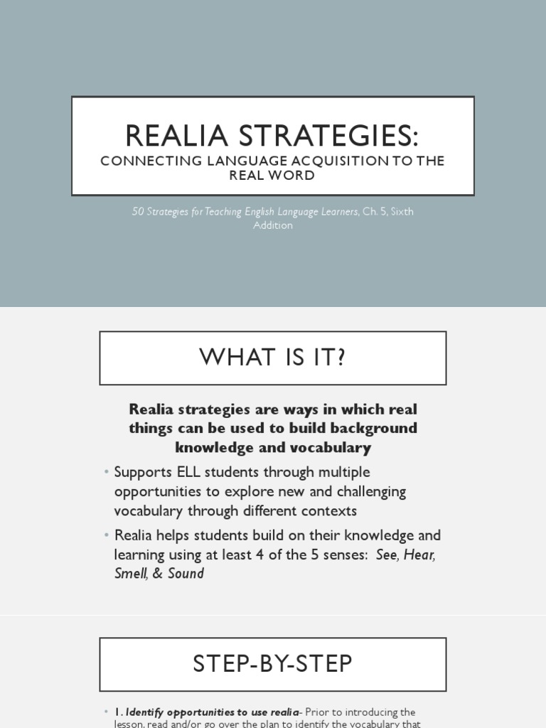 Realia Strategies for ELL Vocabulary | PDF
