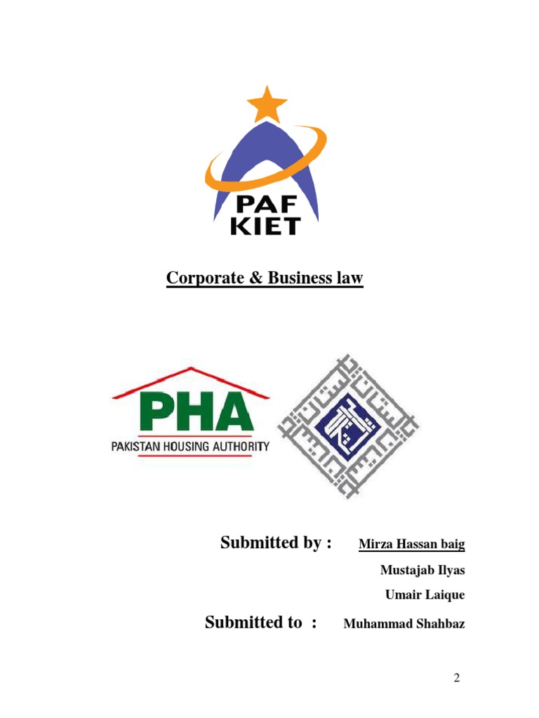Business Law Final Project PHA | PDF | Liquidation | Islamabad
