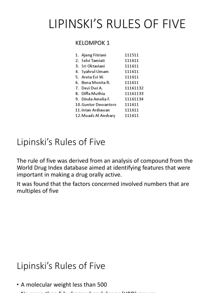 Lipinski's Rules of Five Download Free PDF Molecules Atomic