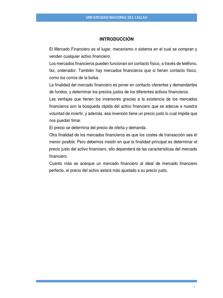 Funciones y Tipos de Mercados Financieros | PDF | Mercado de divisas ...