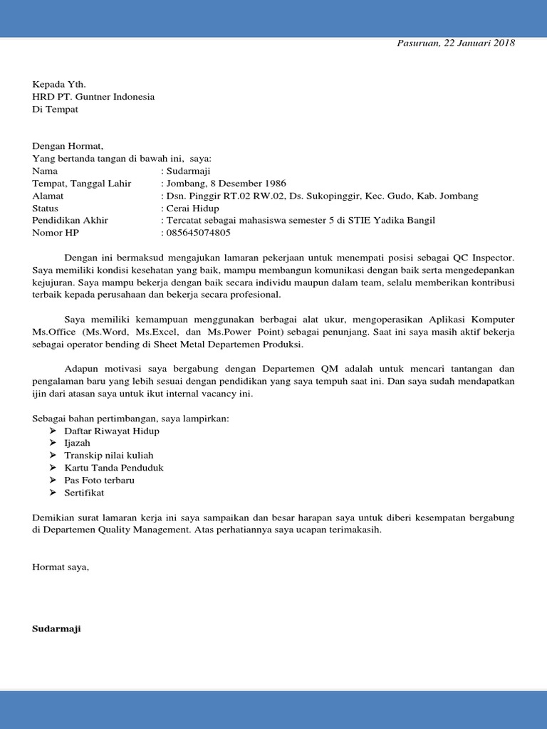 Berkas Lamaran Qc Inspector