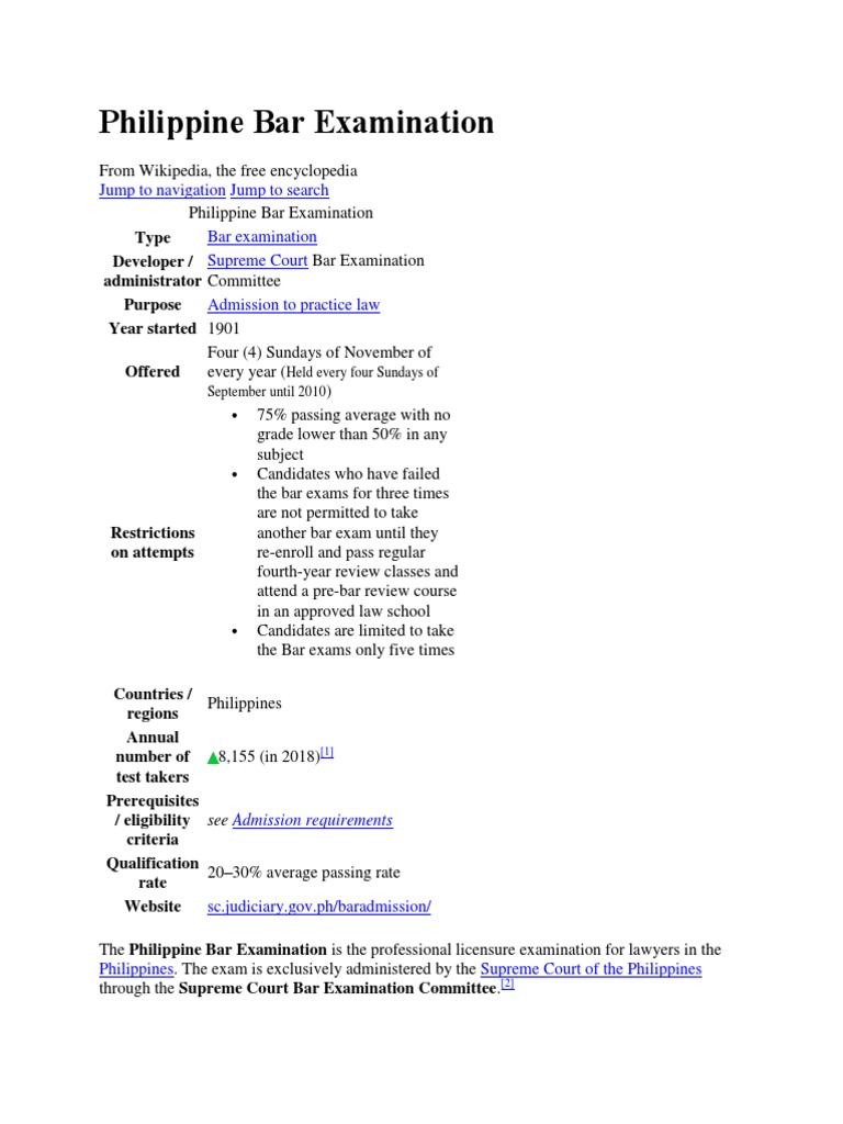 Philippine Bar Examination PDF Qualifications Academia