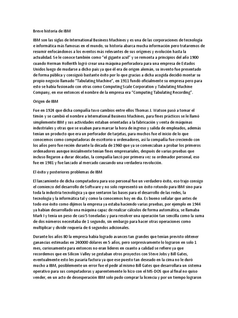 Historia y evolución de IBM | PDF | Ibm | Informática
