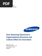 2015 Spring Semester Organization Theory Exam How Samsung Electronics Organizational Structure and Culture Affect Its Innovation Name Jeen Chun CPR Number Date March 13 TH 2015 Signature