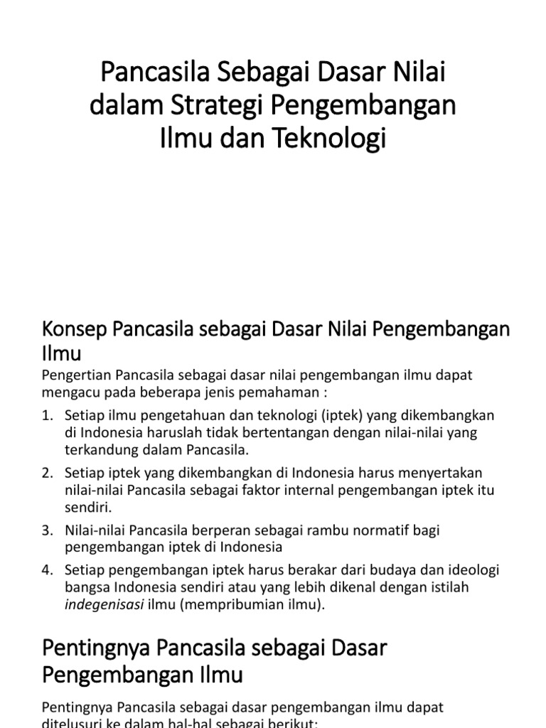 Pancasila dalam Pengembangan Ilmu dan Teknologi | PDF | Sains & Matematika
