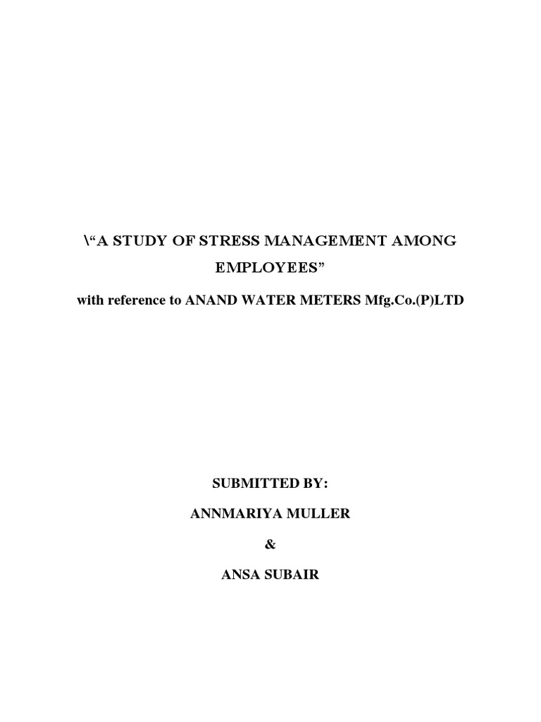Stress Management Study for Employees | PDF | Stress Management ...