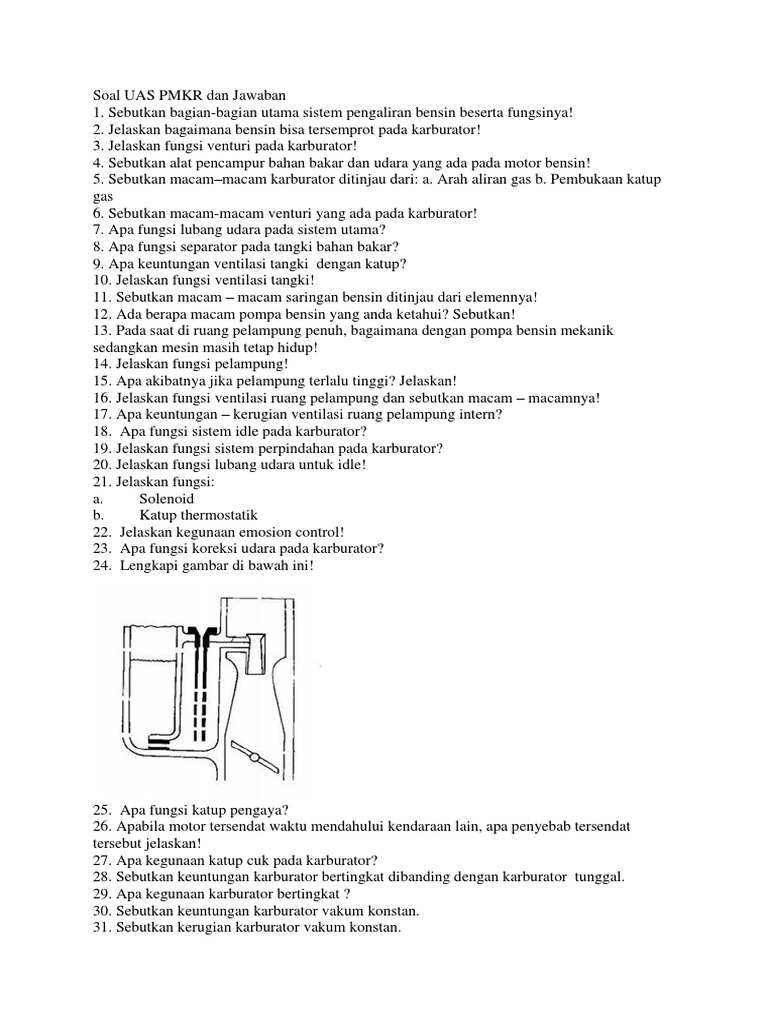 Jelaskan Bagaimana Bensin Bisa Tersemprot Pada Karburator - Ahli Soal
