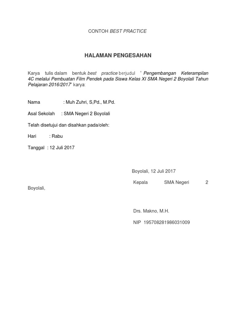 CONTOH Best Practice | PDF