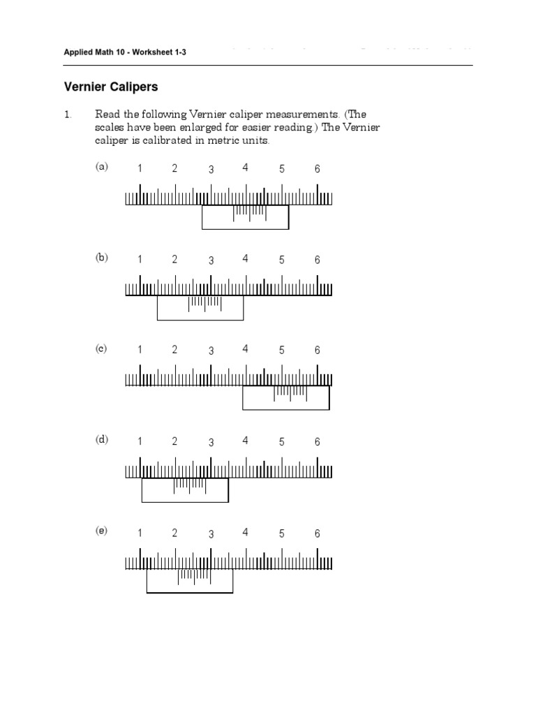 Micrometers Calipers Worksheet PDF PDF Length Measuring Instrument
