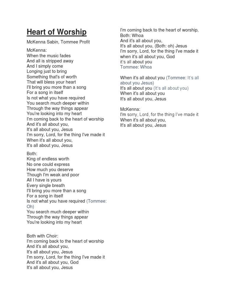 Heart of Worship Lyrics | PDF