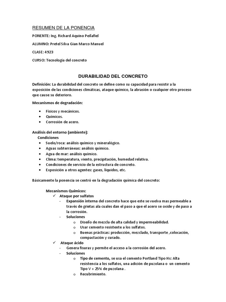 Resumen de La Ponencia | PDF | Hormigón | Cemento