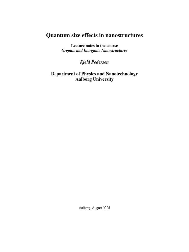 Quantum Size Effects in Nanostructures PDF | PDF | Business
