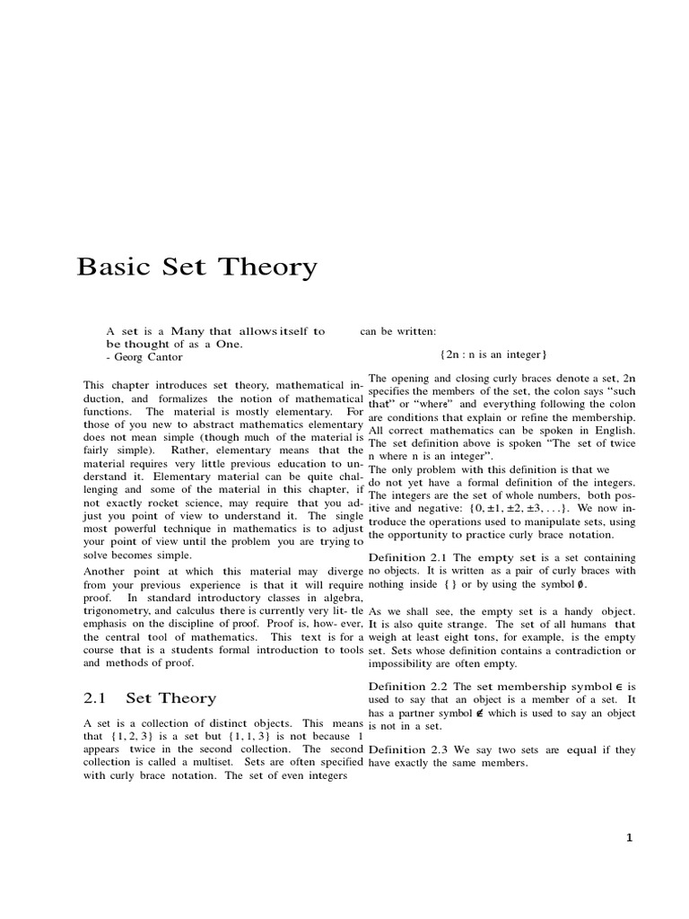 Introduction to Set Theory Basics | PDF | If And Only If | Set ...