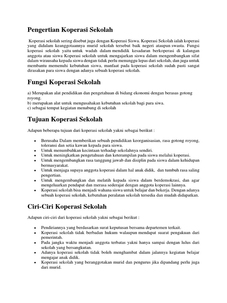 Materi Koperasi Sekolah