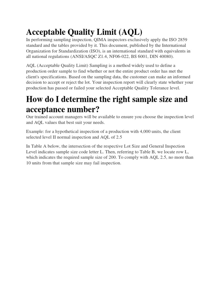 Acceptable Quality Limit PDF
