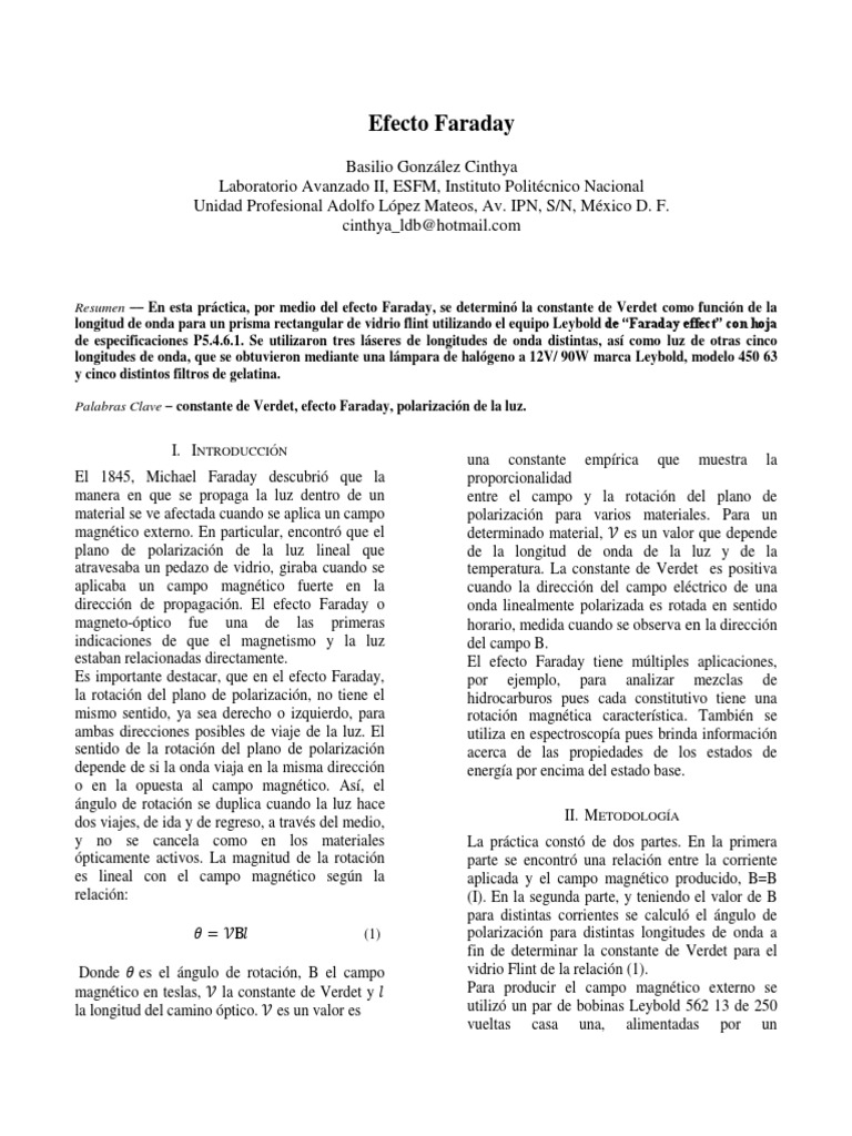 Efecto Faraday | PDF | Polarización (ondas) | Ligero