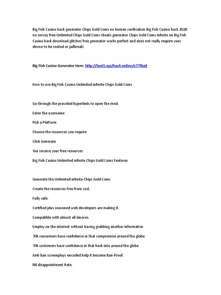 Unlimited chips big fish casino