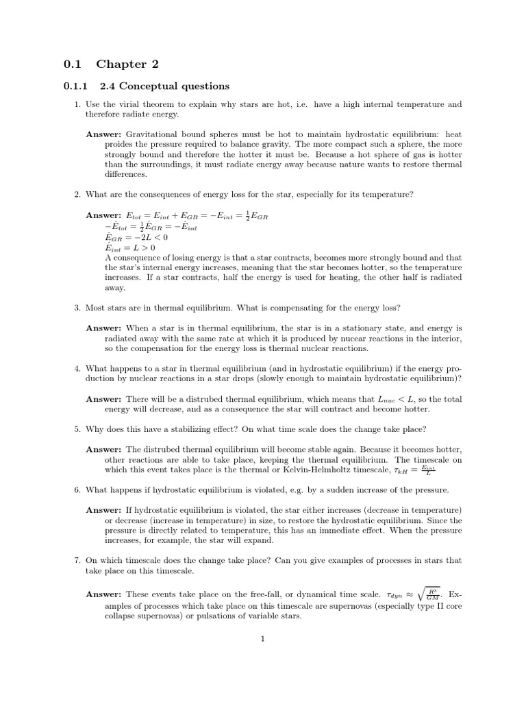 Stellar structure and evolution conceptual questions | PDF | Stars ...