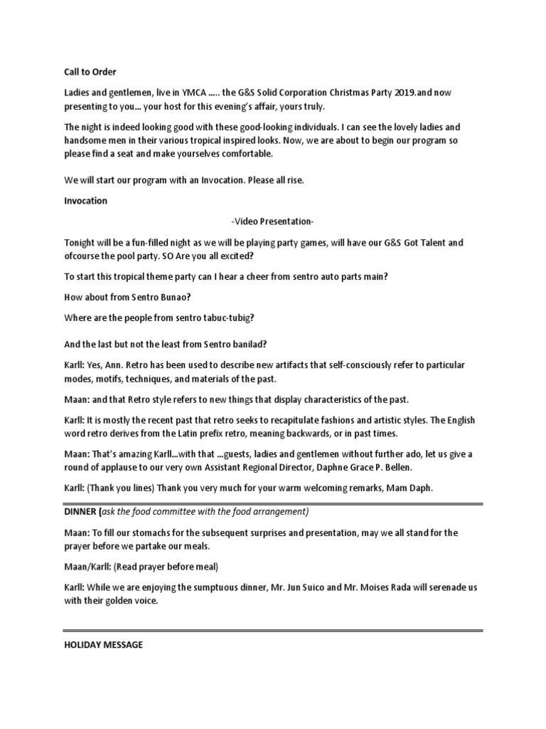 Emcee Script | Download Free PDF | Dances