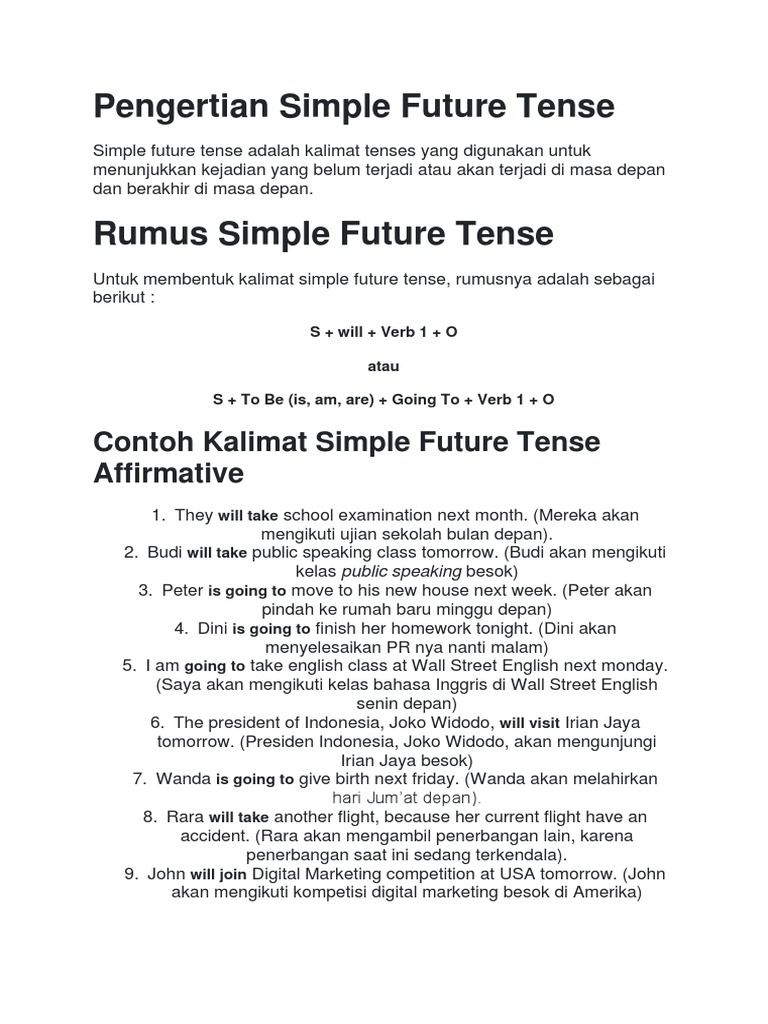 Panduan Lengkap Simple Future Tense PDF Seni & Disiplin Bahasa