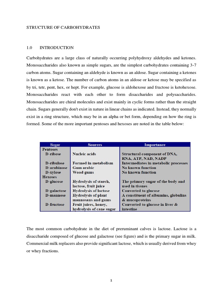 Structure and Types of Carbohydrates | PDF | Carbohydrates | Glucose