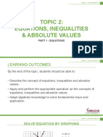 Topic 2 - Equations, Inequalities and Absolute Values