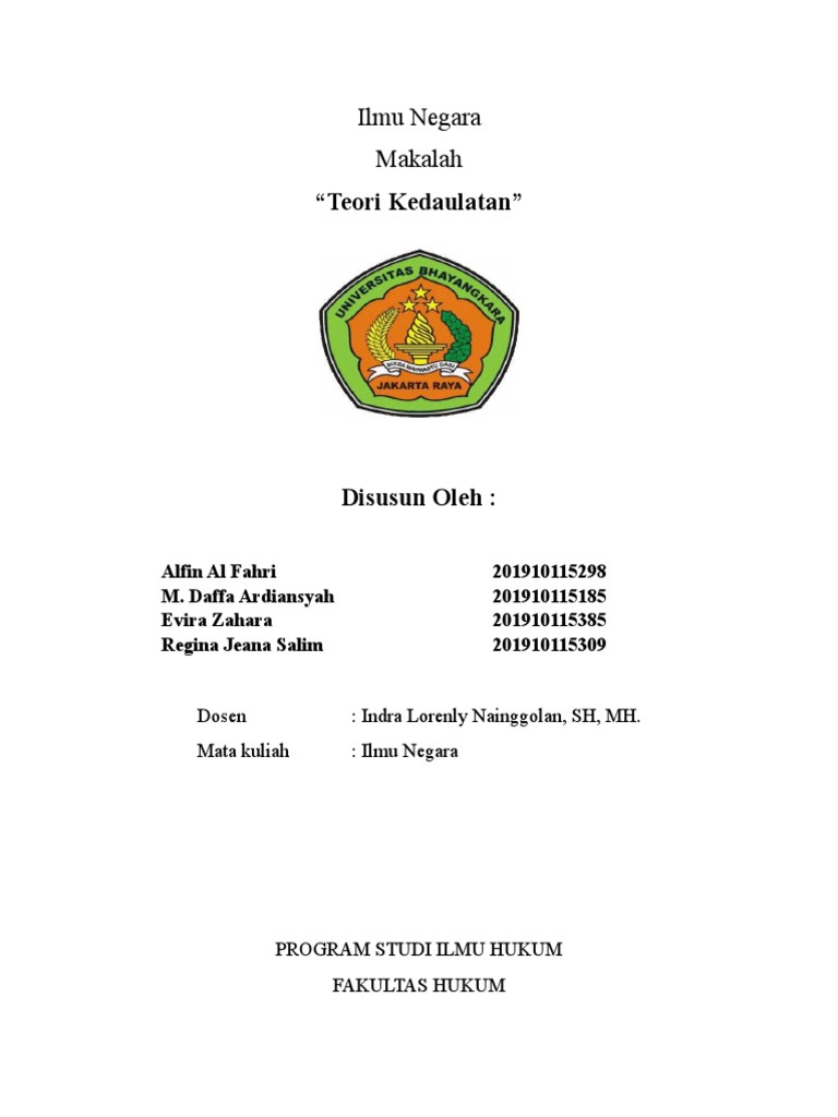 Makalah Teori Kedaulatan Tugas Kelompok Ilmu Negara