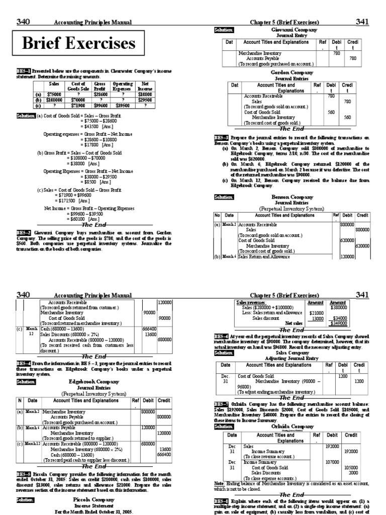 Journal Entries for Perpetual Inventory System | PDF | Debits And ...