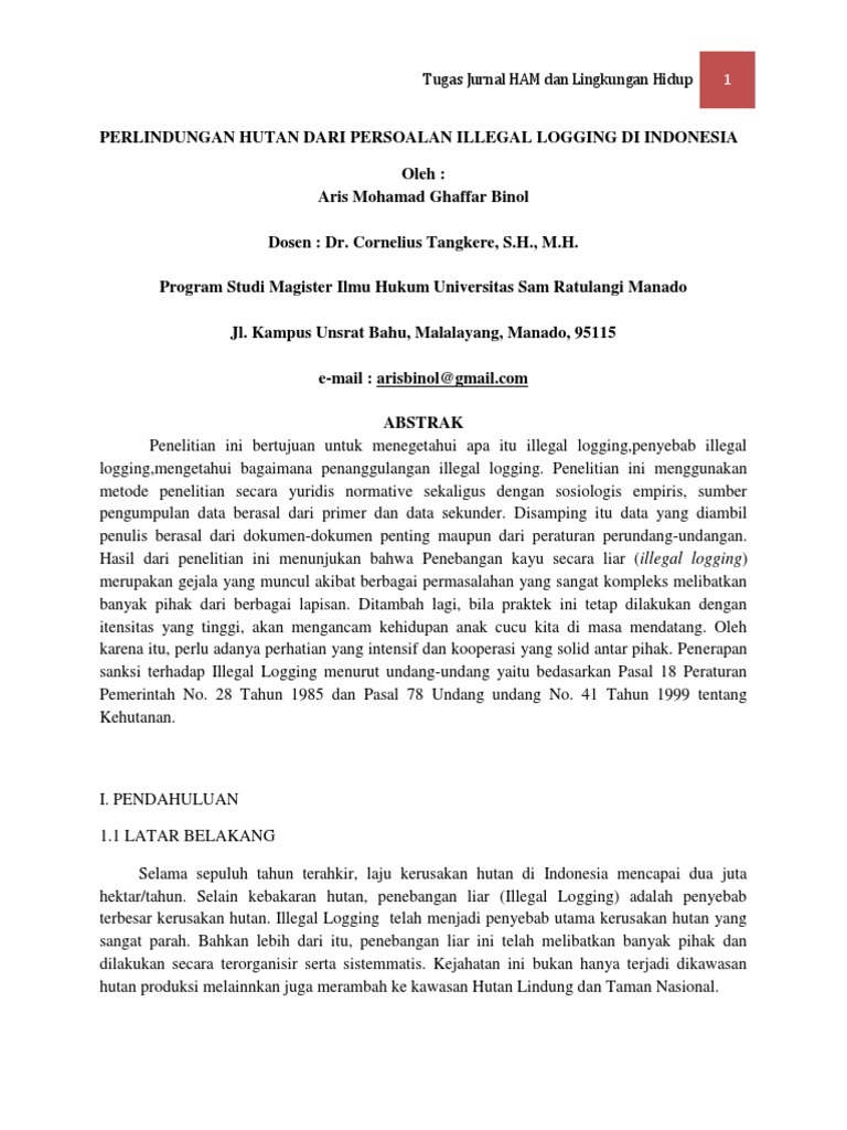 Aktivitas Illegal Logging di Hutan Sumatera