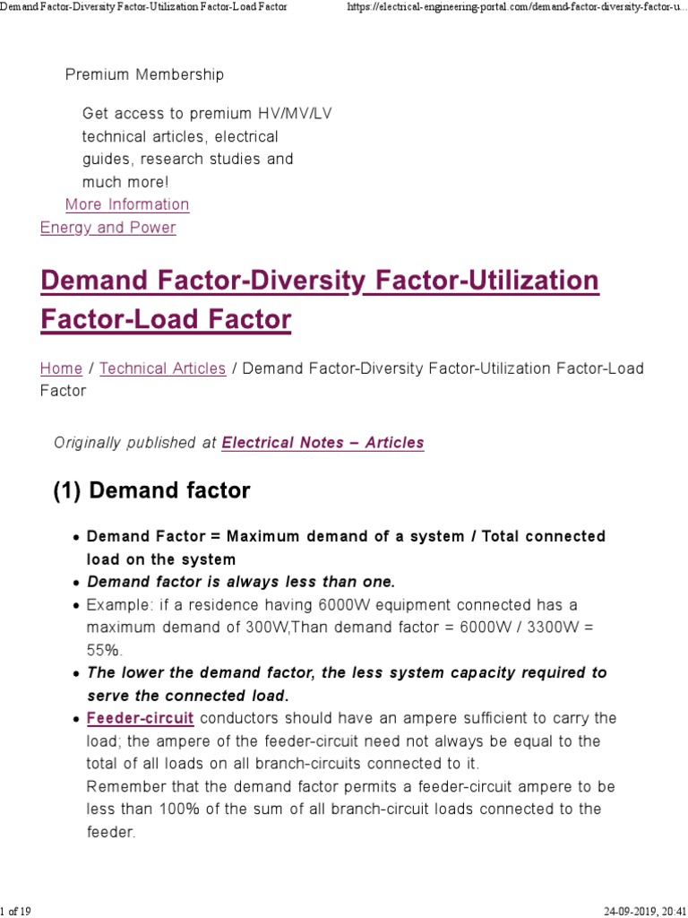 Demand FactorDiversity FactorUtilization FactorLoad Factor PDF