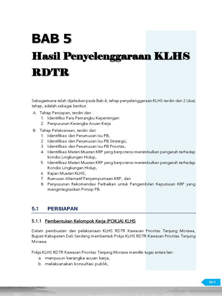 Bab 5 Hasil Penyelenggaraan Klhs Rdtr Pdf