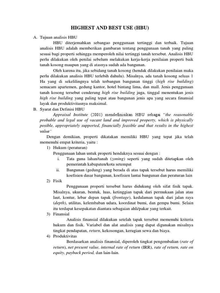 Highest and Best Use PDF