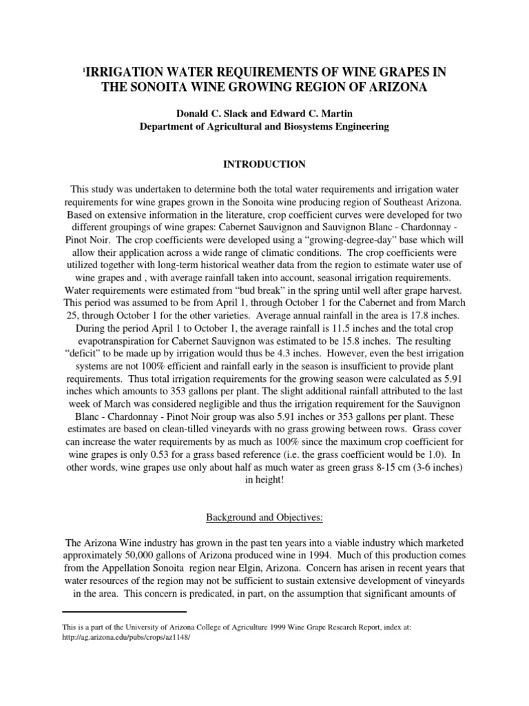 Irrigation Water Requirements of Wine Grapes in PDF