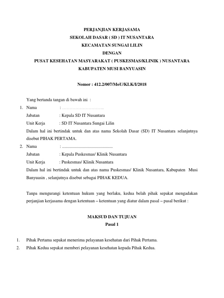 Mou Kerjasama Sekolah Dengan Instansi Pemerintah Pdf